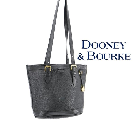 Dooney & Bourke Vintage Black Bucket Tote 90s Purse All Weather Leather Shoulder - Picture 1 of 13